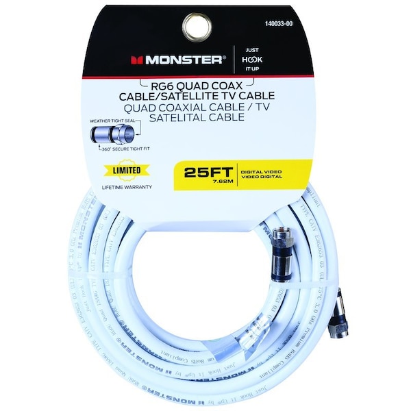 Monster Cable Just Hook It Up 25 ft. Weatherproof Video Coaxial Cable 140033-00 - main