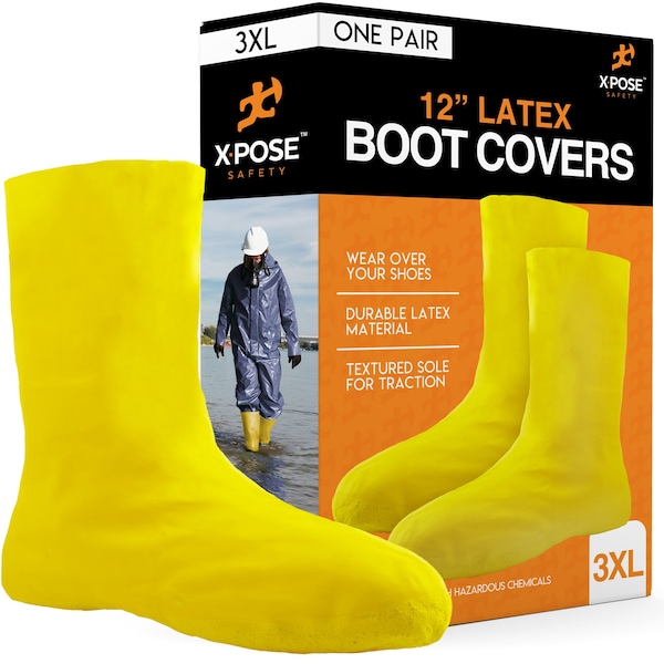 Xpose Safety Hazmat Boot and Shoe Covers 3XL Yellow 12 Over the Shoe Protectors NB200-3XL-X - main