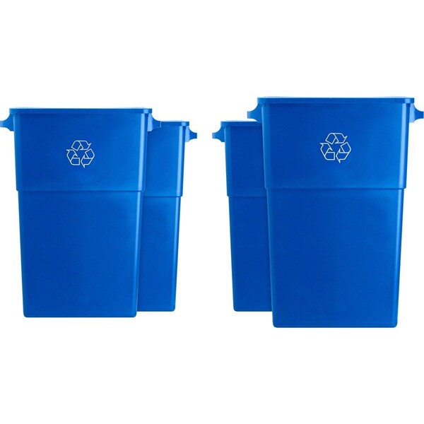 Genuine Joe 23 gal Rectangular 23 Gallon Recycling Container, Blue/White GJO57258CT - main