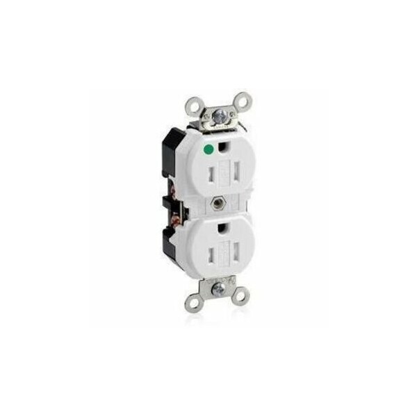 Leviton Extra Heavy Duty Hospital Grade Tamper Resistant Duplex Receptacle, 15 Amp, 125 Volt 8200-SGW - main