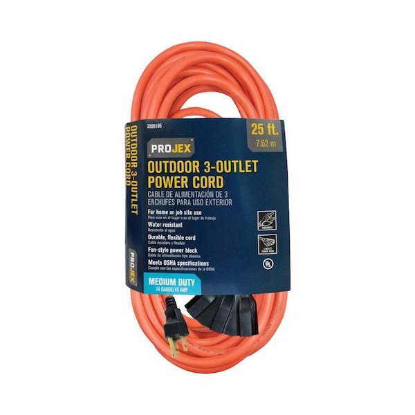 Projex SJTW Extension Cord, 14 AWG, Outdoor, 14/3, 1 Outlets, Blue, 25 ft 09981-2 - main
