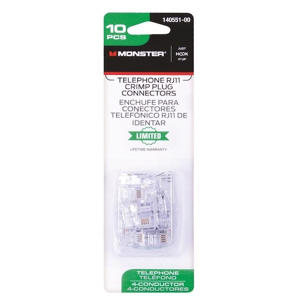 Monster Cable Just Hook It Up RJ-11 Crimp Plug Connector, 10PK 140551-00 - main