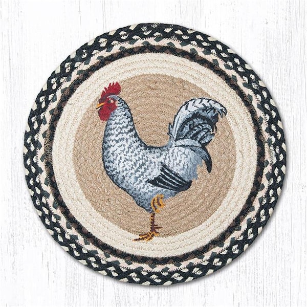 H2H 15.5 in. Black & White Rooster Round Chair Pad H22548646 - main