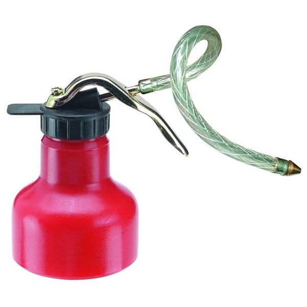 Lubrimatic Pistol Flexible Oiler, 6 oz Capacity, 4-1/4 in H, Flexible Spout, Steel, Epoxy-Coated, Red 50-592 - main
