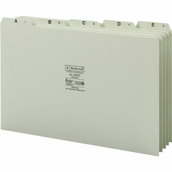 Smead 15 Tab Cut Legal Recycled Top Tab File Folder, Gray, 25PK SMD52376 - main