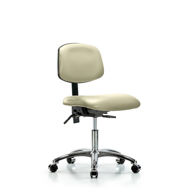 Blue Ridge Ergonomics Desk Chair Desk Chair, Vinyl, Chrome Casters, Wht, No Arms, 18" to 23" Height, Vinyl, Adobe White BR-VDHCH-CR-T0-A0-CC-8501 - main