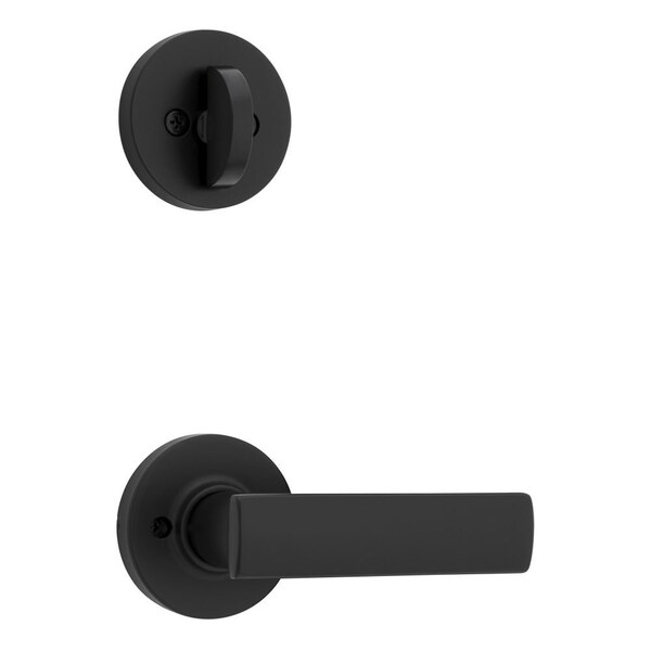 Kwikset Breton Lever with Round Rose Interior Single Cylinder Handleset Trim for Both 800 and 687 966BRNLRDT-514.UNIV - main