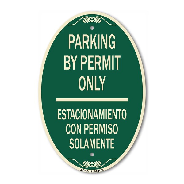 Signmission Parking by Permit Only - Estacionamiento Con , 12 In X 18 In Architectural, Heavy Gauge Aluminum A-OV-G-1218-23454 - main