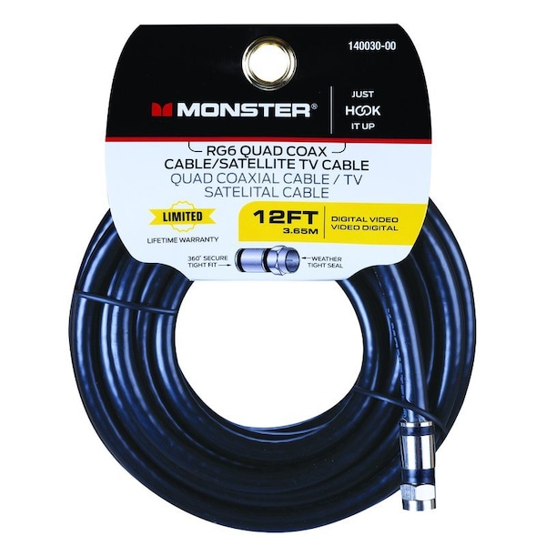 Monster Jhiu Monster Just Hook It Up 12 ft. Weatherproof Video Coaxial Cable 140030-00 - main