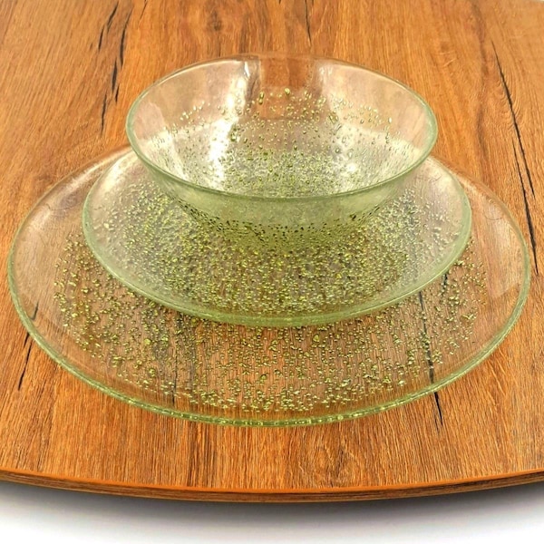 Red Pomegranate Collection Isla Dinnerware Set, Clear & Gold - 12 Piece 0965-1 - main