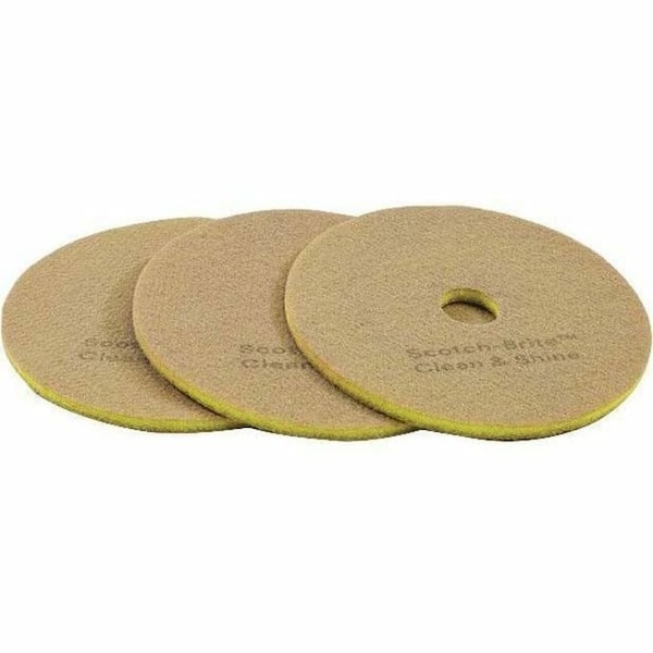Scotch-Brite Scrubbing Pad, 17 in Dia, Brown/Yellow, PK5 09544 - main