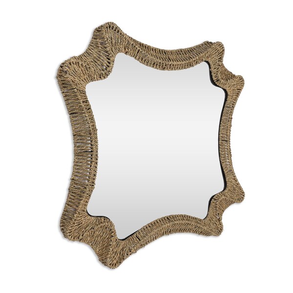 Homeroots 37" Brown Abstract Metal Framed Accent Mirror 574027 - main