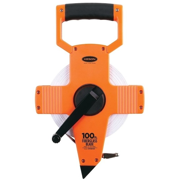 Keson Tape Measure, 100 ft L Blade, 1/2 in W Blade, Fiberglass Blade, ABS Case, Pumpkin Case OTR18100 - main