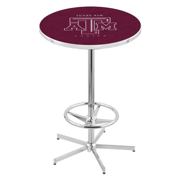 Holland Bar Stool Co 42" Chrome Texas A&M Pub Table, 36" dia. Top L216C4236TexA-M - main