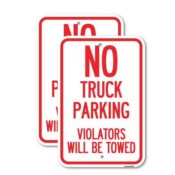 Signmission Parking Restriction Sign No Truck Parking, Violators Wi, 18'' X 24'', Heavy Gauge Aluminum, 2PK A-1824-2PACK-23370 - main