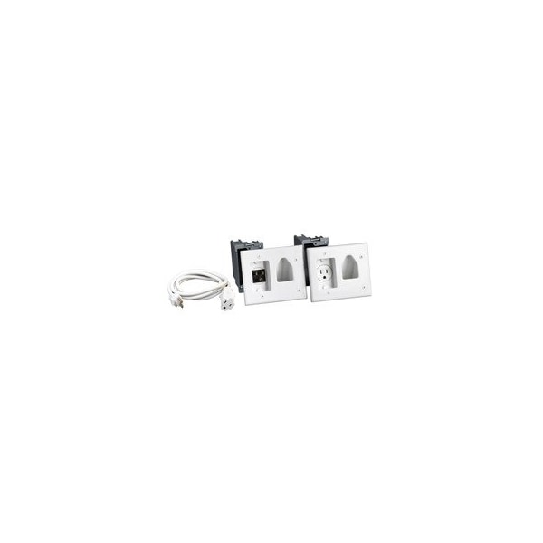 Cable Wholesale Recessed Pro-Power Kit with Straight Blade Inlet, White 45-0023-WH - main