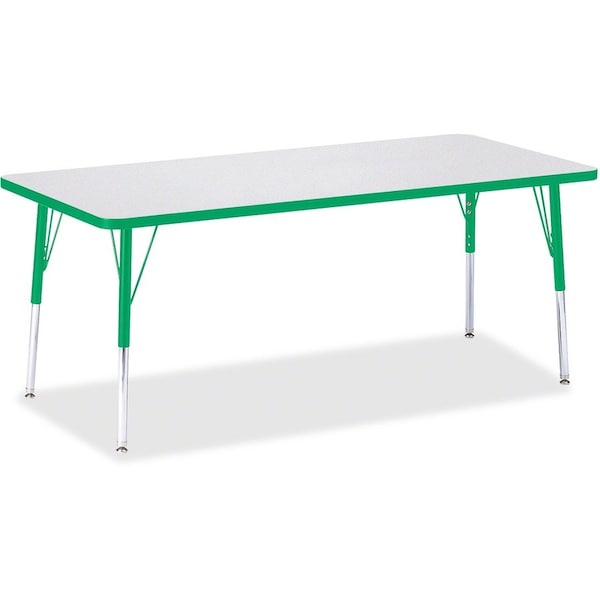Jonti-Craft Berries Rectangle Activity Table, 30 in. x 72 in., E-height, Freckled Gray/Green/Gray 6413JCE119 - main