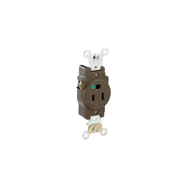 Leviton PlugsandReceptacles, 15A, 125VAC, Brn, Nylon 8210 - main