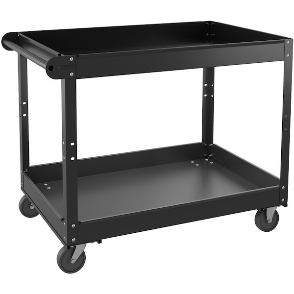 Lorell Utility Cart, 2 Shelves, 400lb Capacity, 36" x 24" x 32", Black LLR59690 - main