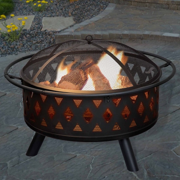 Pure Garden 32-Inch Wood Burning Fire Pit, Black 50-105 - main