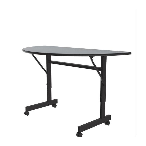Correll Half Round Econoline TFL Flip Top Table, 48 in W, 23 in to 31 in H, Particleboard Top, Gray Granite FTM2448TFHR-15 - main