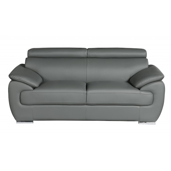 Homeroots 69in Gray And Silver Faux Leather Loveseat 329528 - main