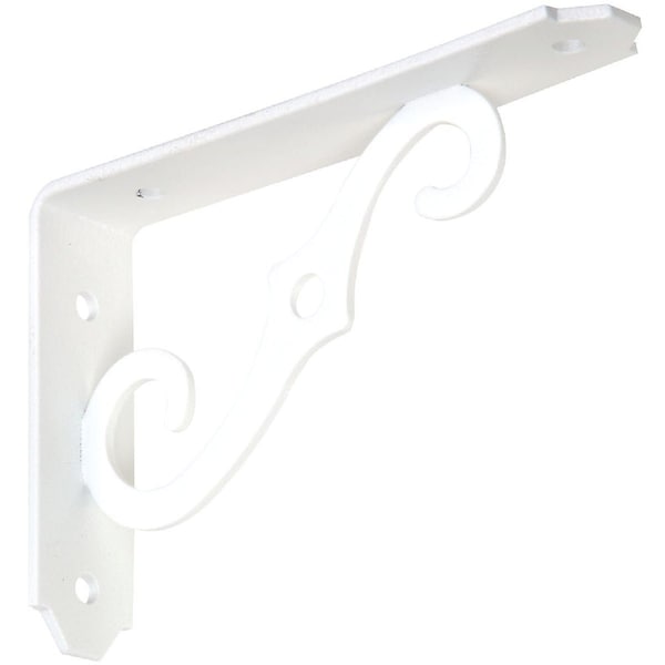 National Hardware 5'' D. x 3-1/2'' H. Antique White Steel Ornamental Shelf Bracket/Plant Hanger N229-385 - main