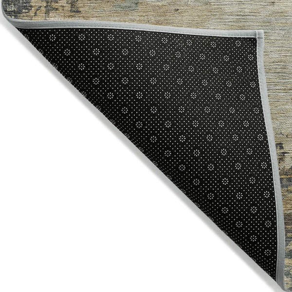 Homeroots 9' X 12' Gray Beige And Khaki Abstract Washable Indoor Outdoor Area Rug 630739 - main