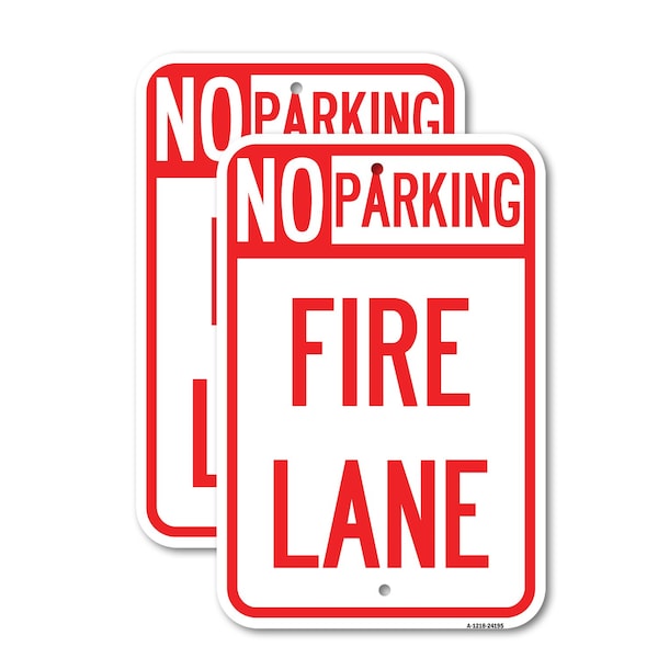 Signmission Delaware No Parking Fire Lane, 12'' X 18'' 2 Signs, Heavy Gauge Aluminum, 2PK A-1218-2PACK-24195 - main