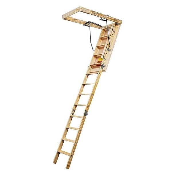 American Stairways Husky 444 Series Disappearing Stairway, 8 ft 9 in H Ceiling, 11Step, 250 lb, 1 ft W Step 4225489 - main