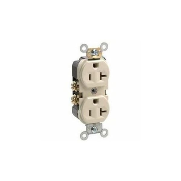 Leviton Straight Blade Receptacle, 5-20R, 20 A, 125V AC, 2 Pole, 3 Wire, Flush Mount, Self-Grounded BR20-I - main