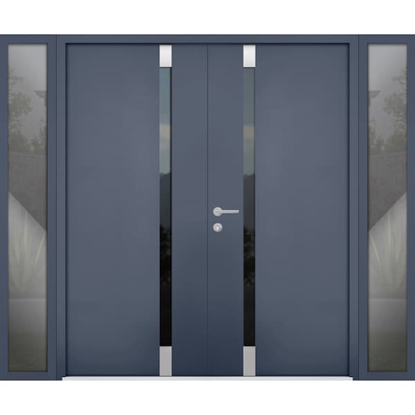 Vdomdoors Steel Double Doors Cynex 6777 Grey 2 Sidelight Exterior Windows Stainless Inserts Single Modern Pai CYNEX6777DEXD-GRE-LH-I-W16+72+16 x H80 - main