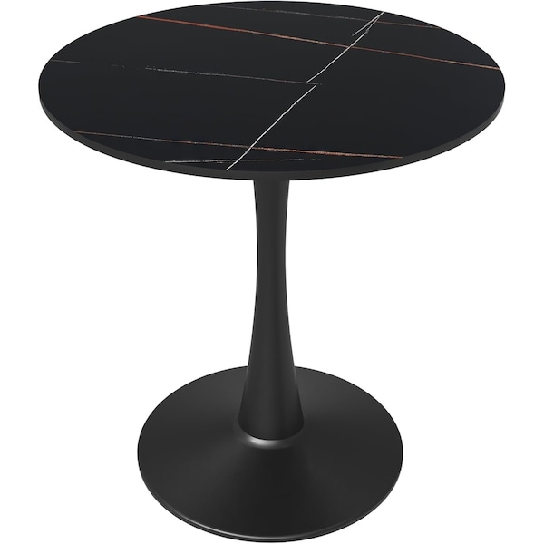 Leisuremod Bristol Modern Round Dining Table with MDF Wood Top and Steel Pedestal Base BTBL-24BLS - main