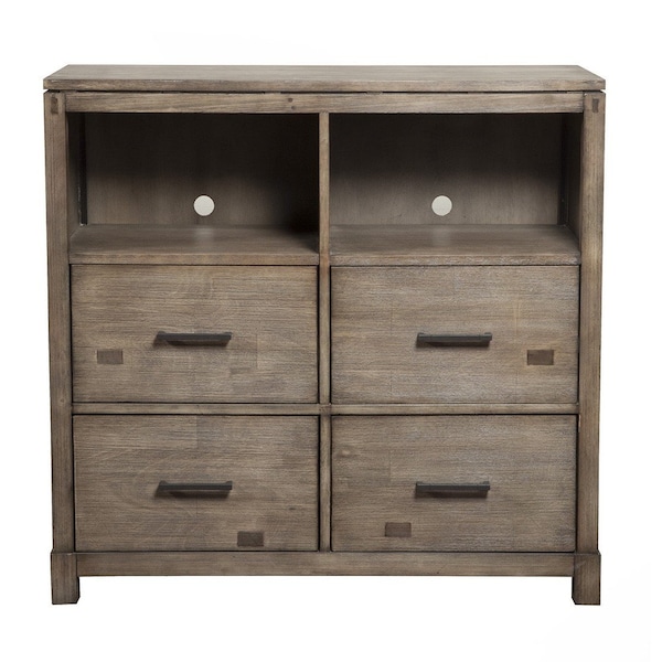Homeroots 42in Brown Solid Wood Open Shelving TV Stand 404276 - main