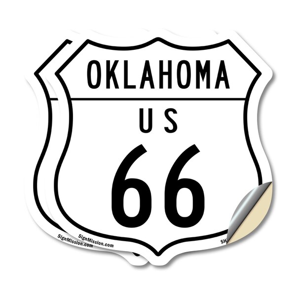 Signmission Oklahoma Route Marker Shield Sign Us 66, 18 inch X 18 inch, Vinyl Decal, 2PK SHI-D-2PACK-18-426 - main