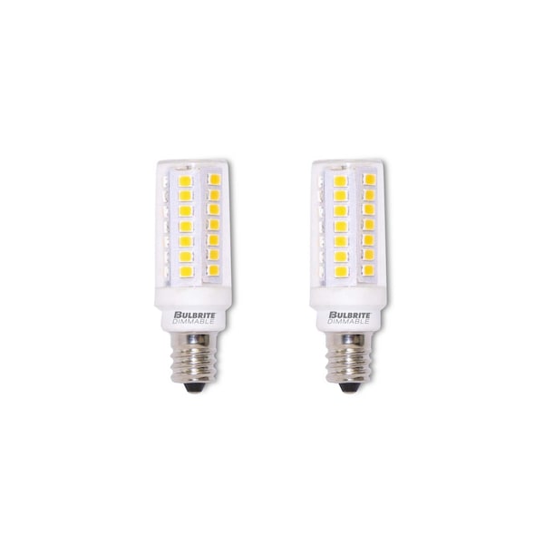 Bulbrite 60w Equivalent T6 Dimmable (E12) Candelabra Screw Base Warm Wht Lght Clear LED Lght Bulb, 2700K, 2PK 861602 - main