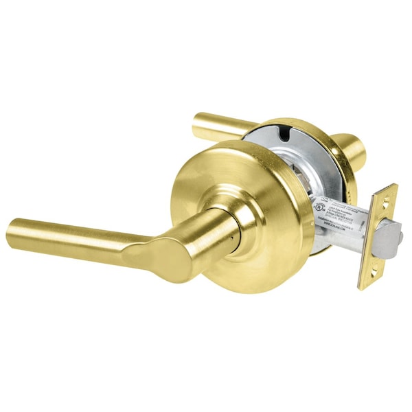 Schlage Grade 1 Passage Latch, Broadway Lever, Non-Keyed, Satin Brass Finish, Non-Handed ND10S BRW 606 - main
