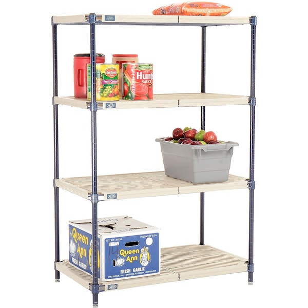 Global Industrial Nexel Nexelite 4 Shelf, Vented Plastic Mat Shelving Unit, Starter, 36"W x 21"D x 54"H 331476N - main