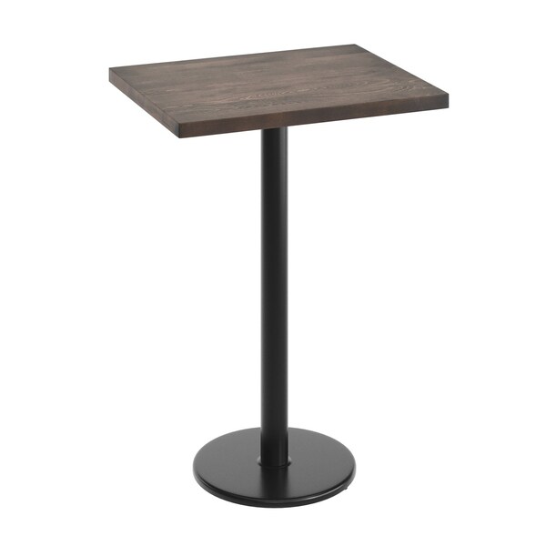 Flash Furniture Bennett 24 in x 30 in Solid Wood Indoor Tabletop in Dark Brown with 18 in Round Bar Height GSF-REC2430-DKBRN-TR18B-GG - main