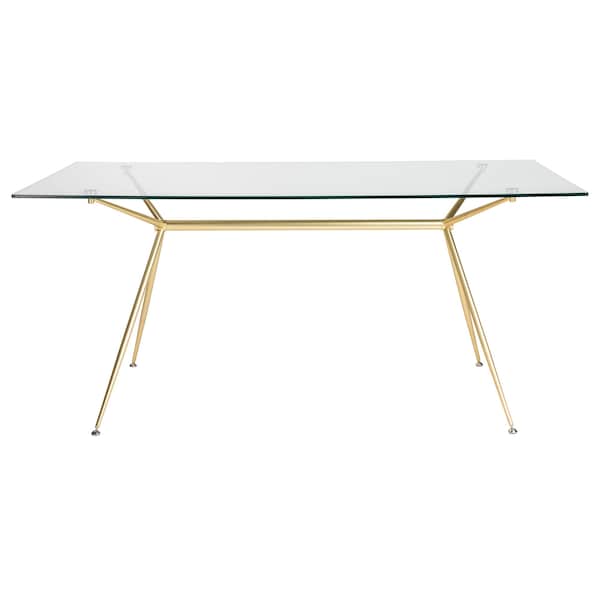 Homeroots 66" Clear And Gold Glass And Steel Dining Table 544706 - main