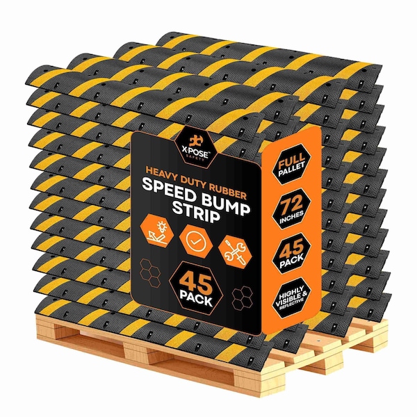 Xpose Safety Rubber Speed Bump 72inL x 12inW x 2inH, 45PK RSH-6-45-X - main