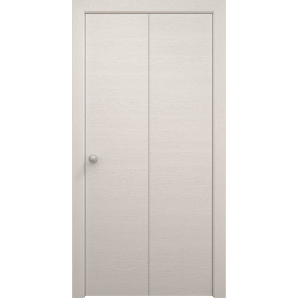 Sartodoors Sliding Closet Bi-fold Doors 36 x 80 inches, Ego 5000 Painted White Oak, Sturdy Tracks Moldings Tr EGO5000BF-PWO-36x80 (2* 18x80) - main