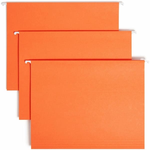 Smead Hanging File Folders, 1/5 Tab, 11 Point Stock, Letter, Orange, 25/Box 64065 - main