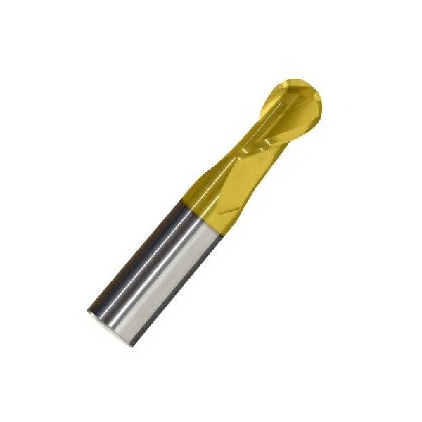 Monster Tool 2 Flute Regular Length End Mill, Single End Ballnose, 3/64in diameter, TiN Finish 221-001004 - main