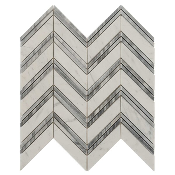Apollo Tile 11x12 Bianco Carrara, Bardiglio Nuvolato Marble Floor and Wall Mosaic Tile 4.51 sqft/case, 5PK APLKB88CV04A - main