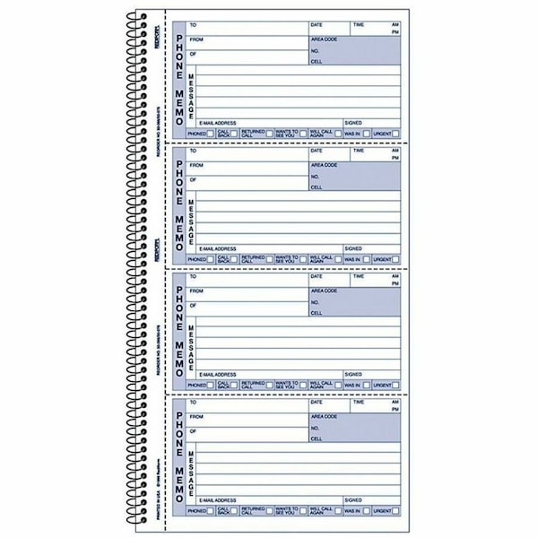 Rediform Memo Style Phone Message Book, Multi RED50076 - main