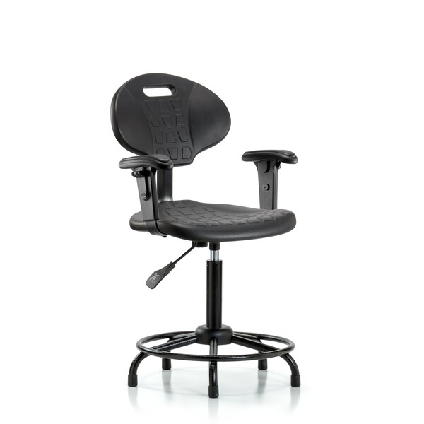 Blue Ridge Ergonomics Chair, Poly, Med Bench, RT Tilt AA Glides, 6-Way Adjustable, 19-1/2" to 27-1/2" Height, Black; Blue BR-PMBCH-RT-T1-A1-RG - main