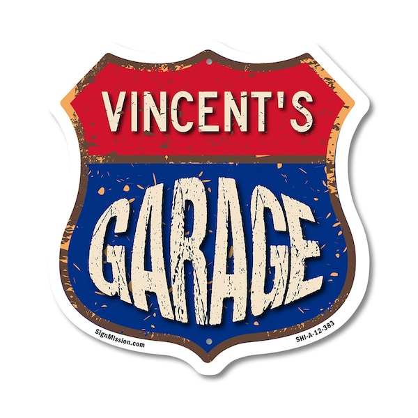 Signmission Vincent's Garage, 12 Inch X 12 Inch, Aluminum Metal Sign SHI-A-12-383-VINCENT - main