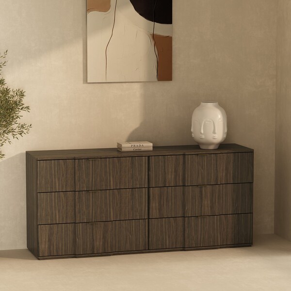 Manhattan Comfort Clive 72in Dresser in Walnut Brown and Gold (6-Drawer) DR1562-3 - main