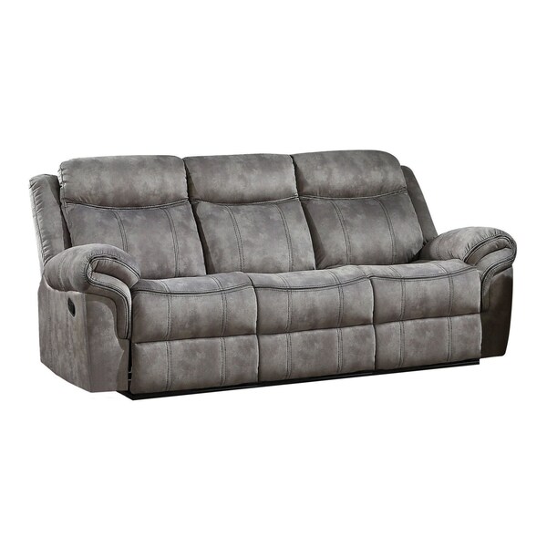 Homeroots 87" Gray Velvet Reclining USB Sofa With Black Legs 491314 - main